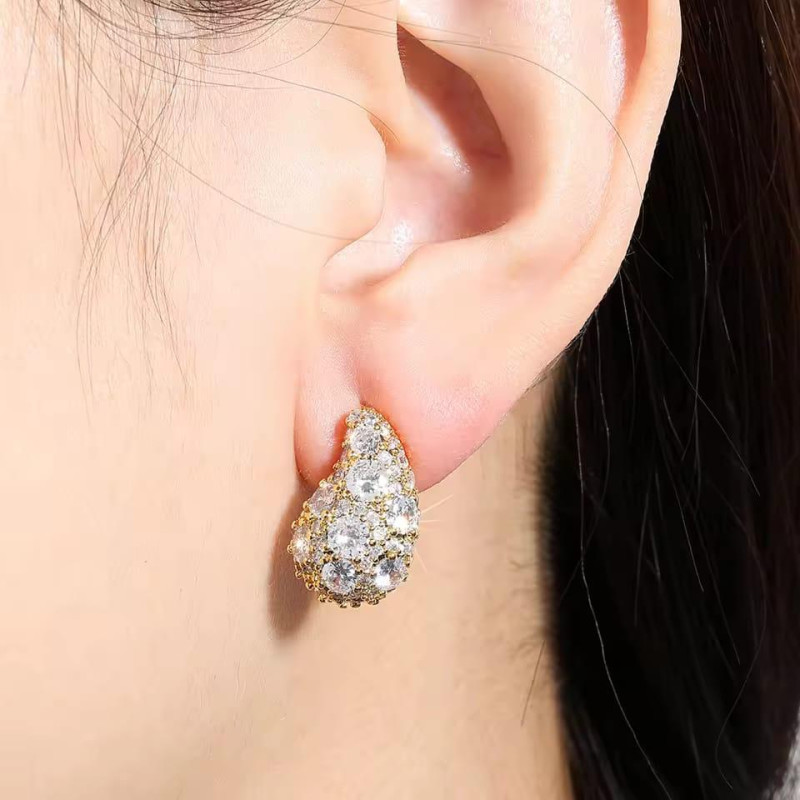 Cubic Zirconia Oxidized Earrings (Golden)