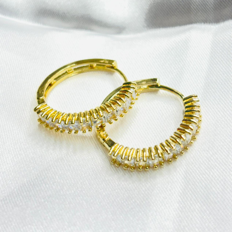 18k Gold Tone Stainless Steel Cubic Zirconia Earrings