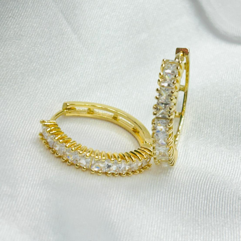 18k Gold Tone Stainless Steel Cubic Zirconia Earrings