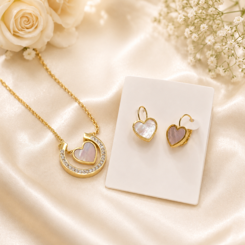 Heart of Elegance Necklace and Earrings Set