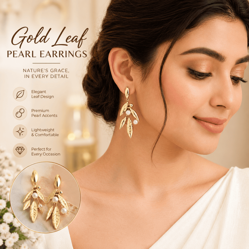 Gold Leaf Pearl Earrings: Elegant Floral-Inspired Jewellery for Every Occasion