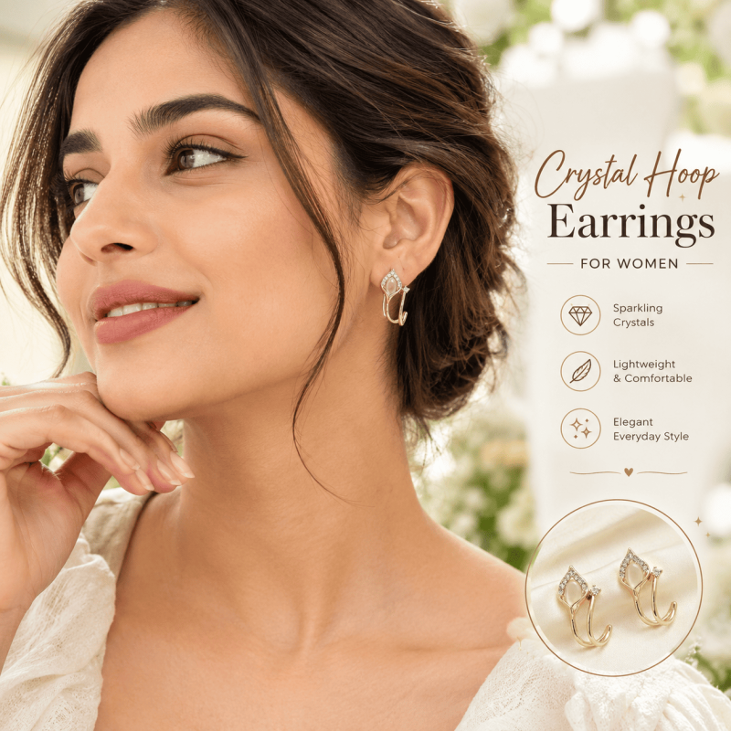 Crystal Hoop Earrings for Women: Elegant Korean-Inspired Style