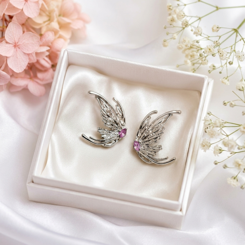 Ethereal Crystal Butterfly Wing Earrings