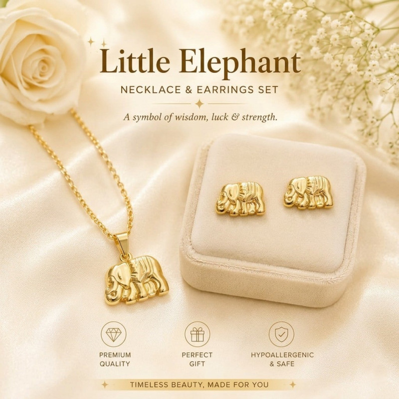 Little Elephant Necklace & Earrings Set