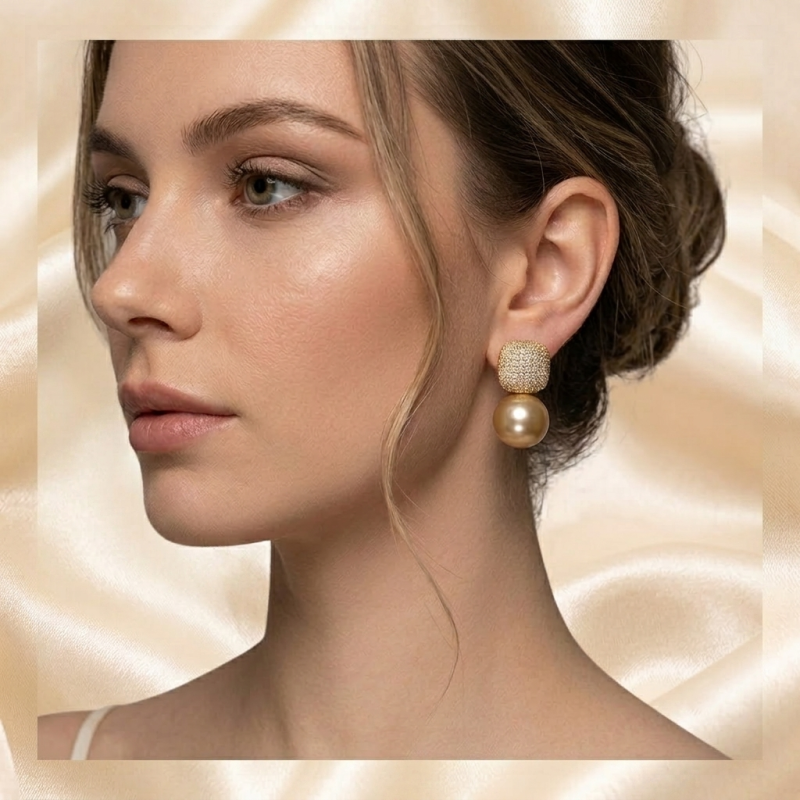 Elegant Gold Pearl Drop Earrings