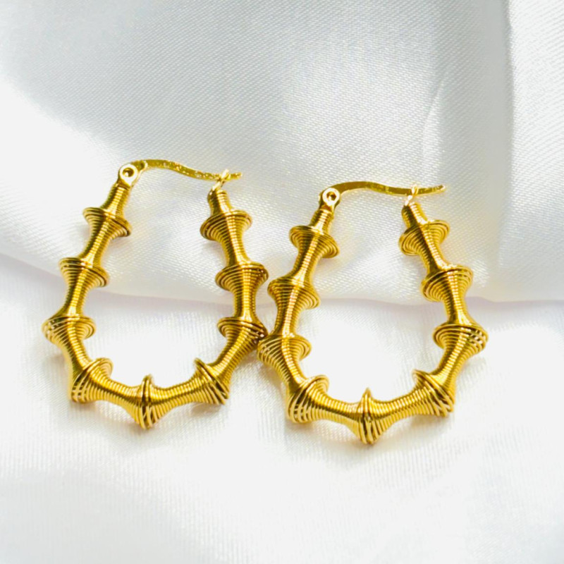 Bamboo Shaped Hoop Earrings