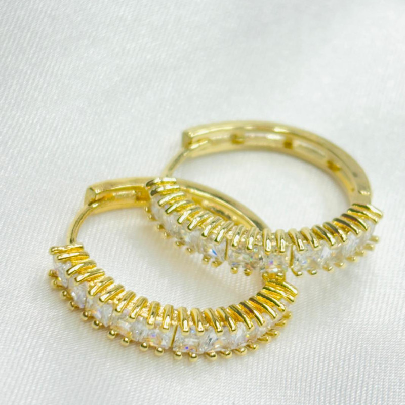 18k Gold Tone Stainless Steel Cubic Zirconia Earrings