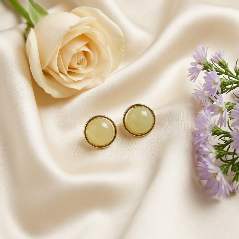 Elegant Round Yellow Stud Earrings