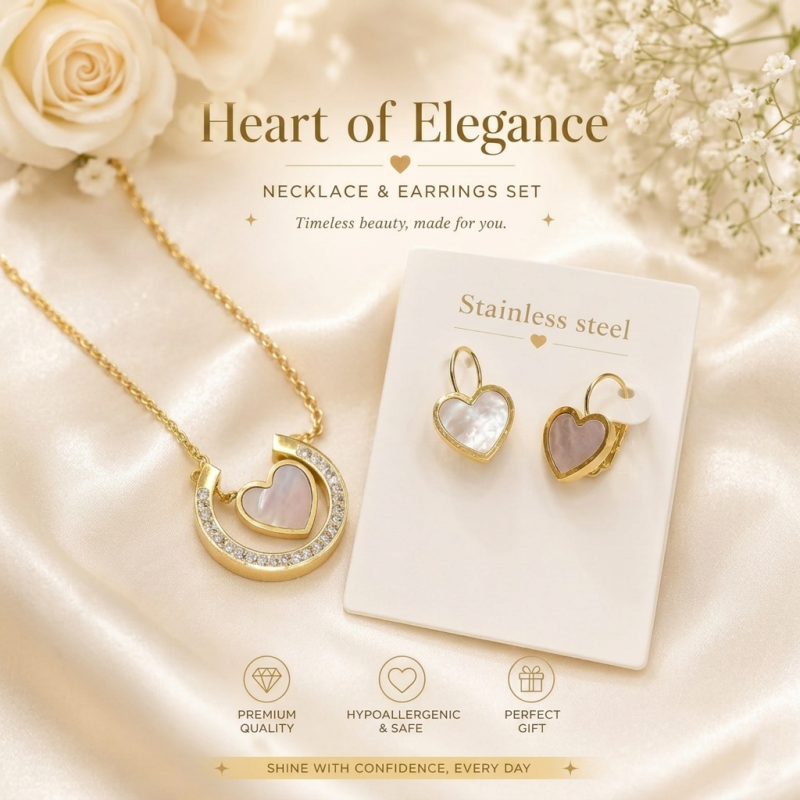Heart of Elegance Necklace & Earrings Set