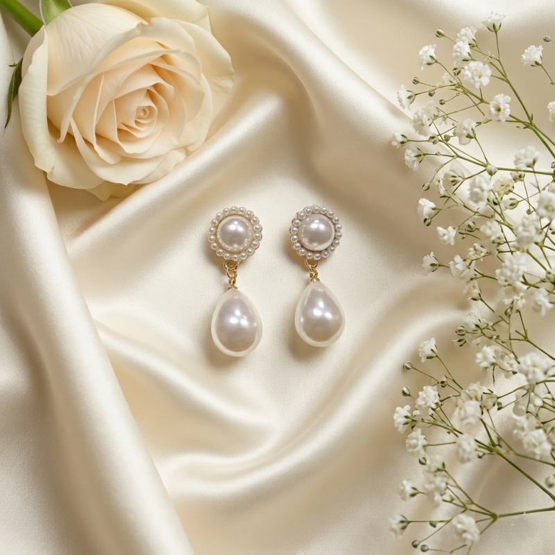 Vintage Pearl Halo Drop Earrings
