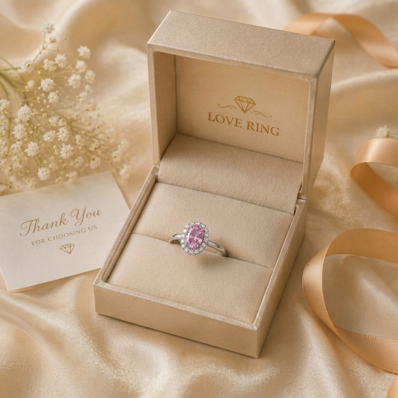 Elegant Pink Sapphire Halo Ring