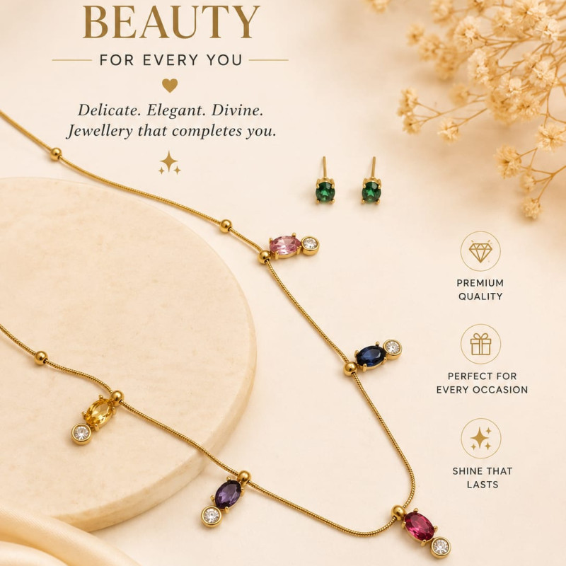 Emerald Earrings & Classic Emerald Necklace Set