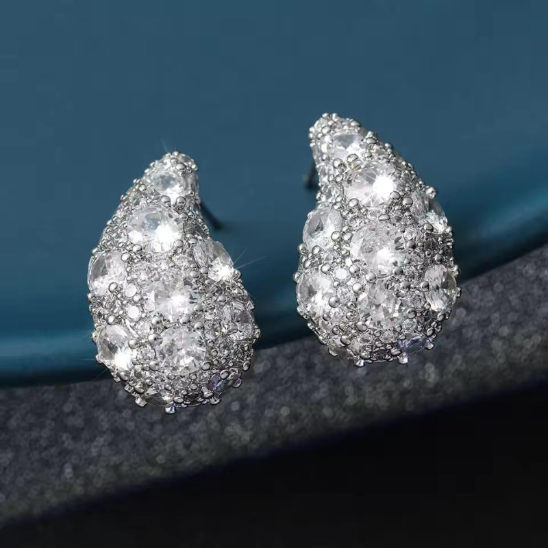 Cubic Zirconia Oxidized Earrings (Silver)