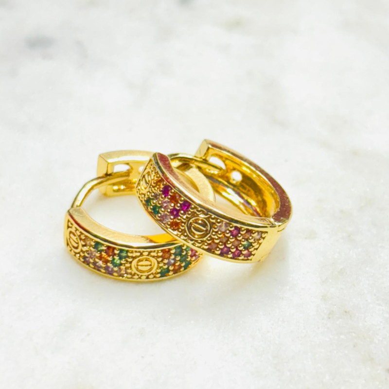 Stainless Steel Cubic Zirconia Hoop Earring