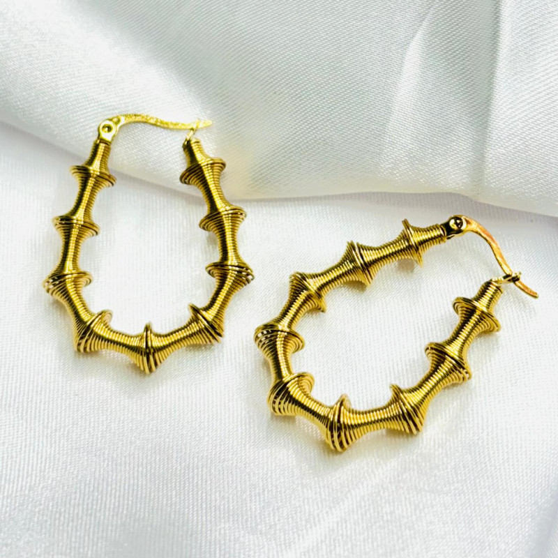 Bamboo Shaped Hoop Earrings