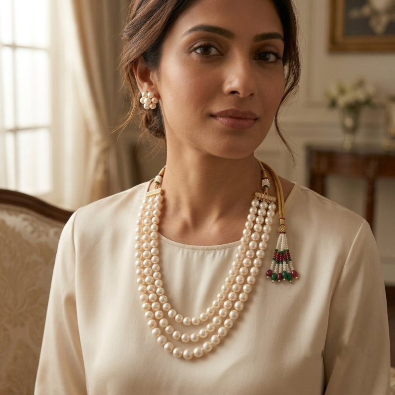 Multi Strand Pearl Cluster Jewelry Set