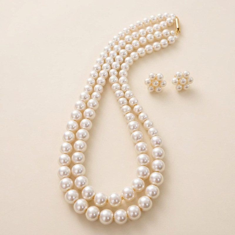 Multi Strand Pearl Cluster Jewelry Set