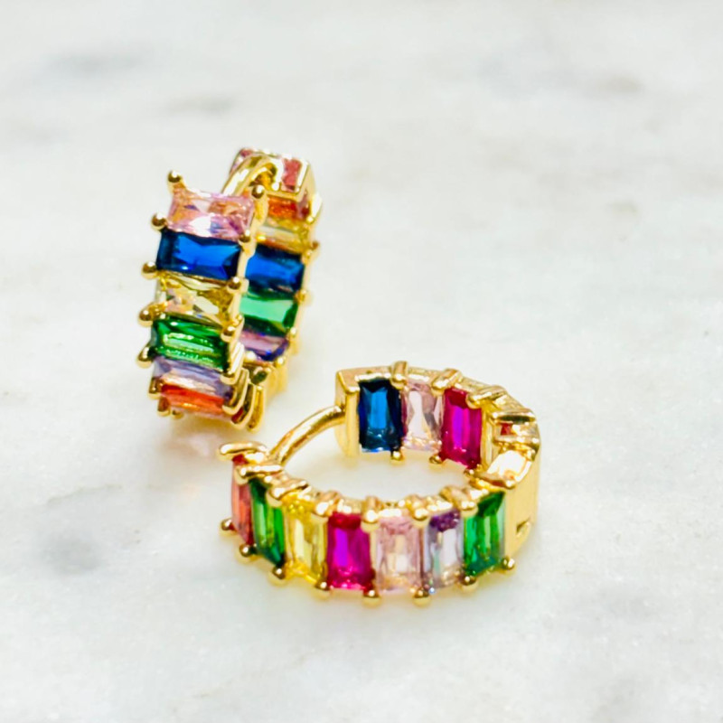 Stainless Steel Cubic Zirconia Hoop Earrings for Women