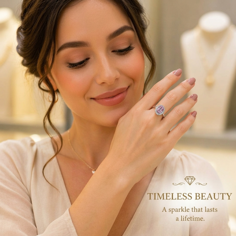 Elegant Pink Sapphire Halo Ring