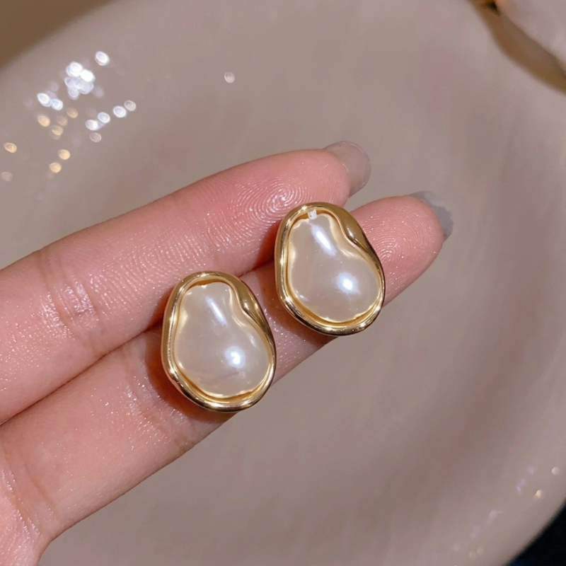 Organic Gold Baroque Pearl Earrings