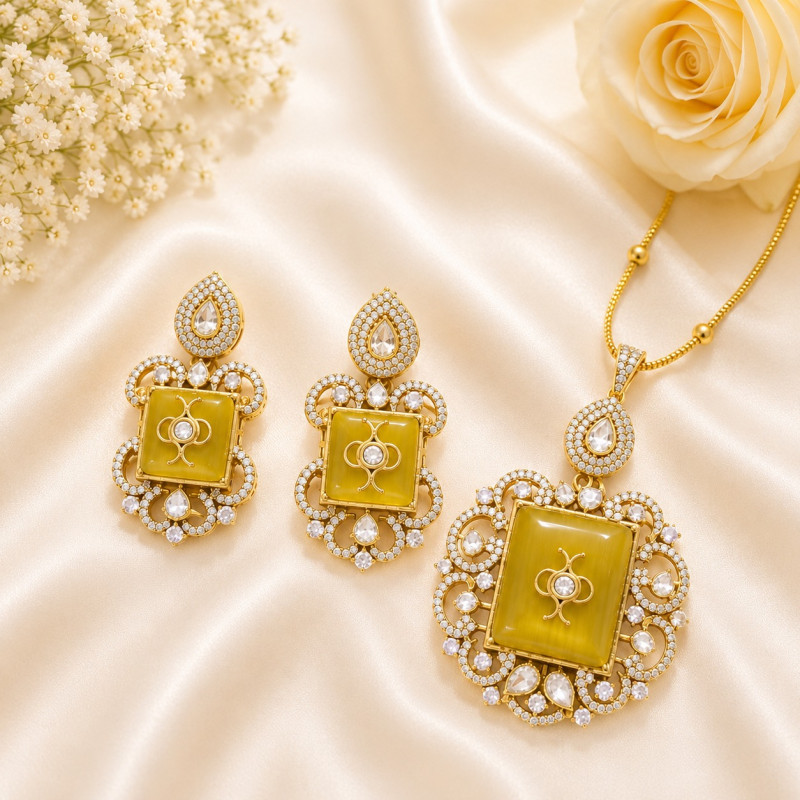 Golden Grace Pendant & Earring Set