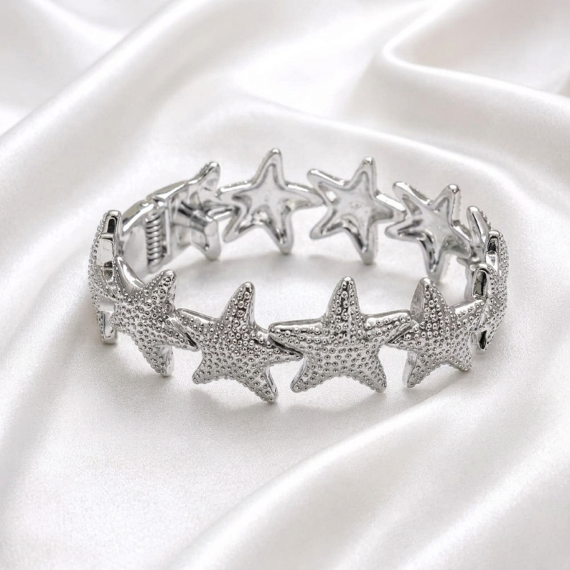 Silver Ocean Elegance Statement Bracelet