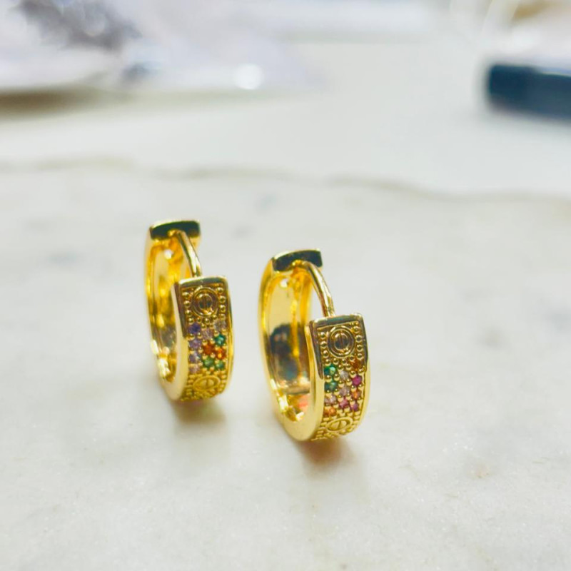 Stainless Steel Cubic Zirconia Hoop Earring